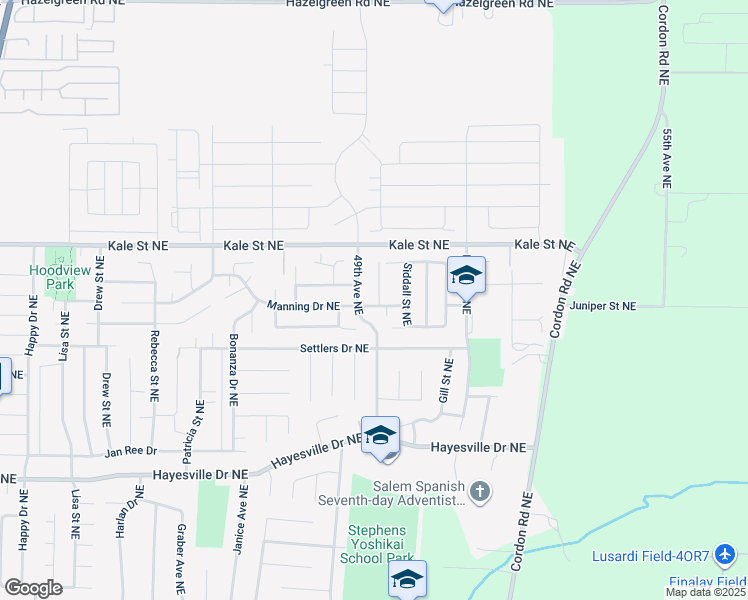 map of restaurants, bars, coffee shops, grocery stores, and more near 4905 Midland Ct NE in Salem