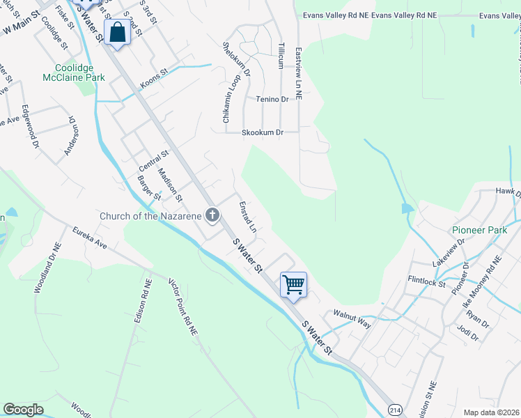 map of restaurants, bars, coffee shops, grocery stores, and more near 1133 Enstad Lane in Silverton