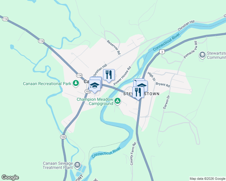 map of restaurants, bars, coffee shops, grocery stores, and more near 13 Gale Street in Canaan