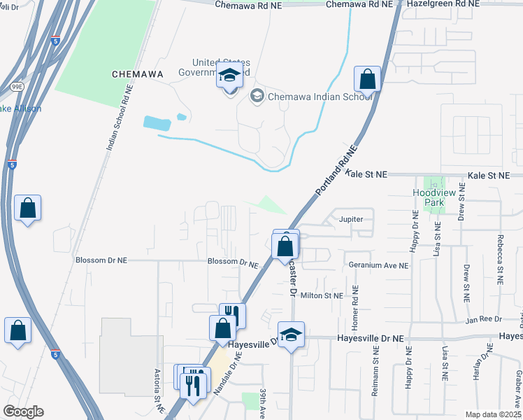 map of restaurants, bars, coffee shops, grocery stores, and more near 4861 Portland Road Northeast in Salem