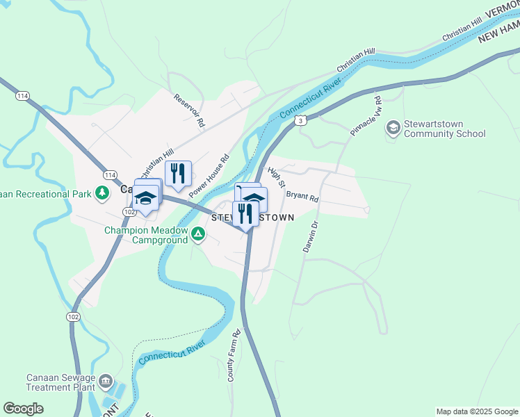 map of restaurants, bars, coffee shops, grocery stores, and more near 888 Washington Street in Stewartstown