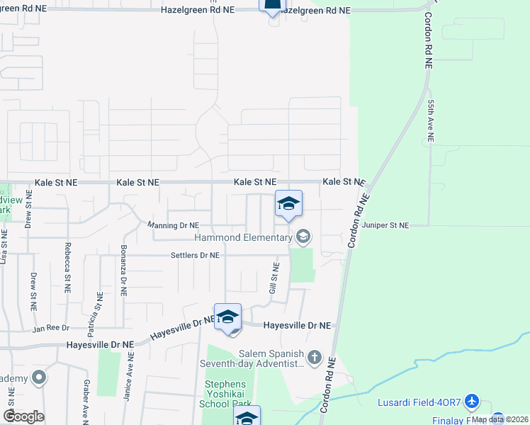 map of restaurants, bars, coffee shops, grocery stores, and more near 4913 Selway Street Northeast in Salem