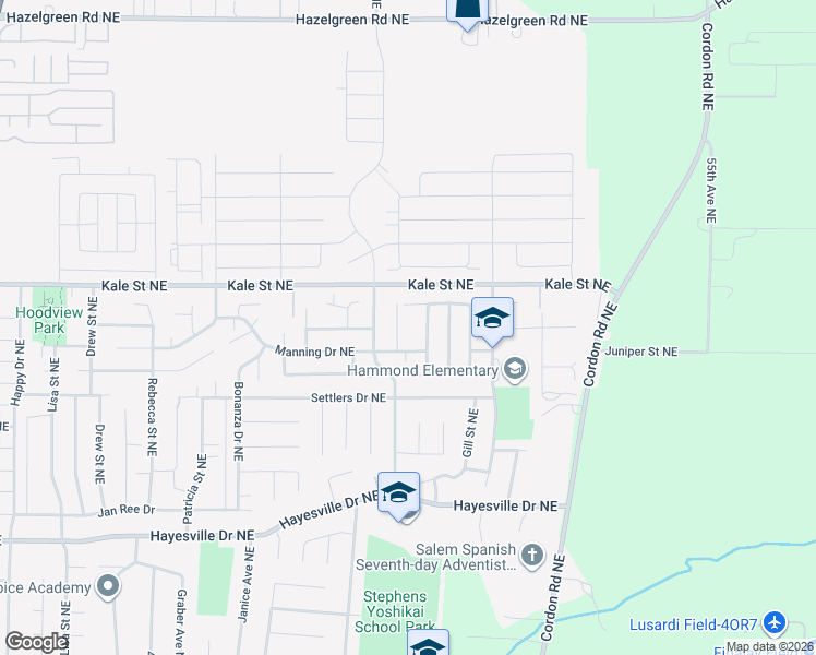map of restaurants, bars, coffee shops, grocery stores, and more near 4932 Midland Court Northeast in Salem