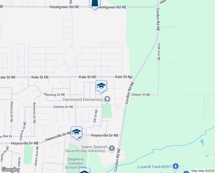 map of restaurants, bars, coffee shops, grocery stores, and more near 5075 Wheeler Avenue Northeast in Salem