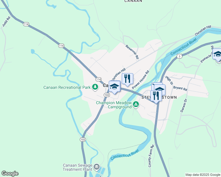 map of restaurants, bars, coffee shops, grocery stores, and more near in Canaan