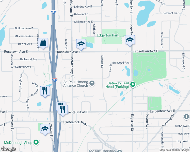 map of restaurants, bars, coffee shops, grocery stores, and more near 426 Ripley Avenue in Saint Paul