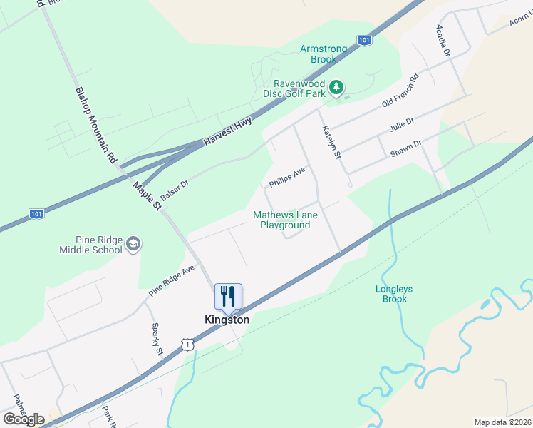 map of restaurants, bars, coffee shops, grocery stores, and more near 1707 Matthews Lane in Kingston