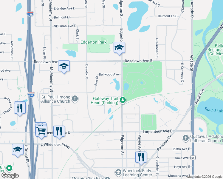 map of restaurants, bars, coffee shops, grocery stores, and more near 540 Ripley Avenue in Saint Paul