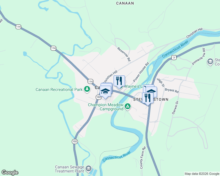 map of restaurants, bars, coffee shops, grocery stores, and more near in Canaan