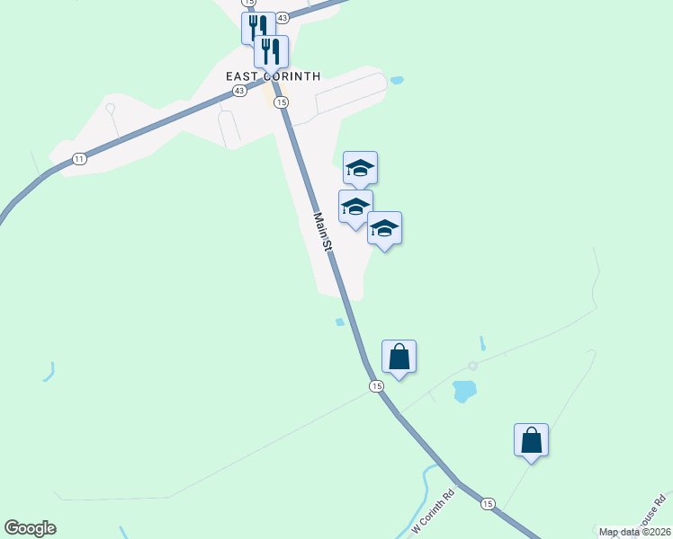 map of restaurants, bars, coffee shops, grocery stores, and more near 416 Main Street in Corinth
