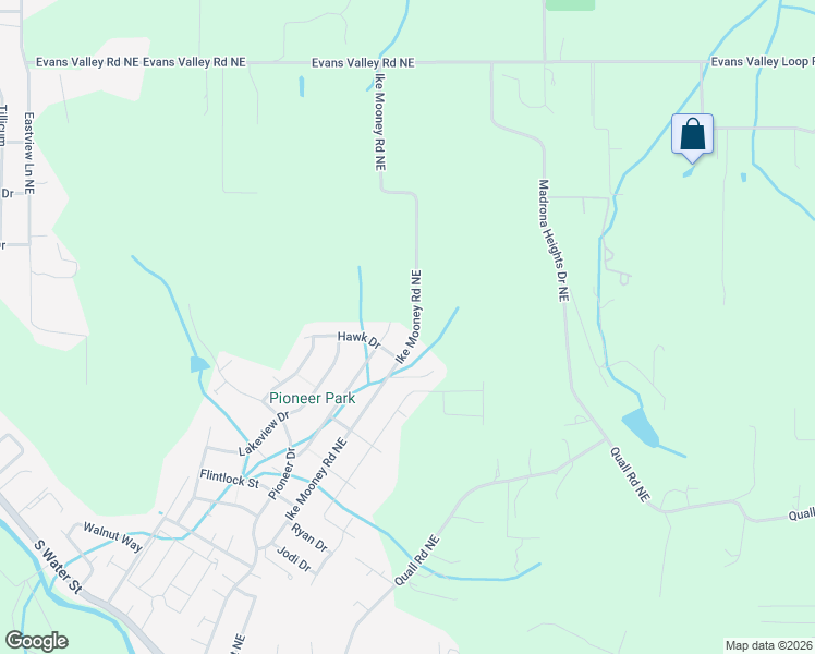 map of restaurants, bars, coffee shops, grocery stores, and more near 5086 Ike Mooney Road Northeast in Silverton