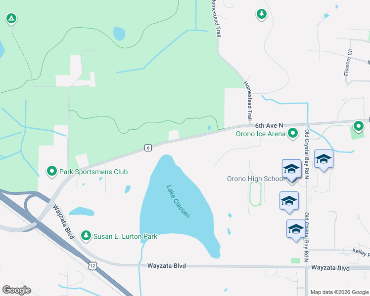 map of restaurants, bars, coffee shops, grocery stores, and more near 3225 6th Avenue North in Orono