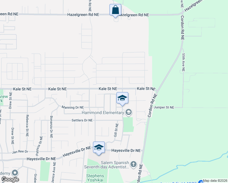 map of restaurants, bars, coffee shops, grocery stores, and more near 4993 Toledo Avenue Northeast in Salem