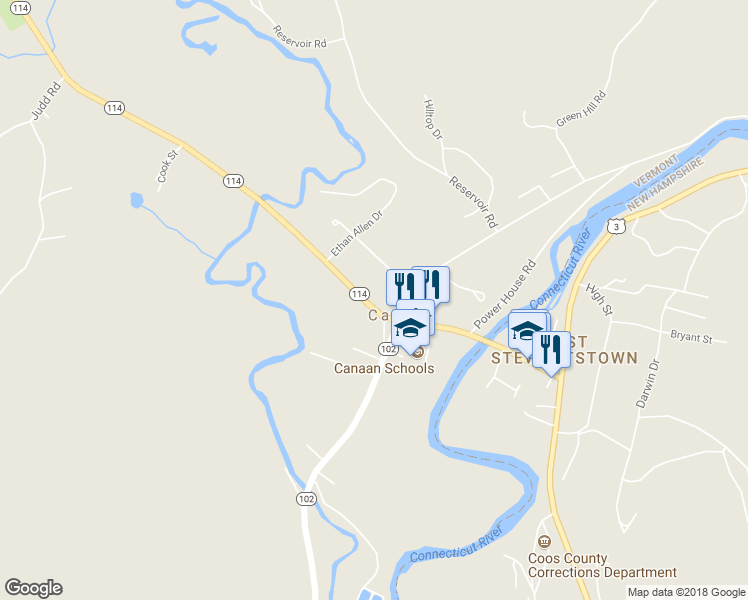 map of restaurants, bars, coffee shops, grocery stores, and more near 264 Gale Street in Canaan