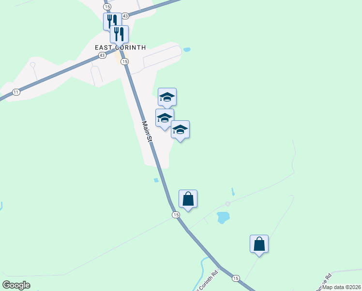 map of restaurants, bars, coffee shops, grocery stores, and more near 416 Main Street in Corinth