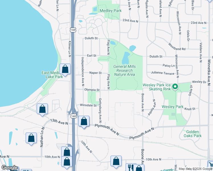 map of restaurants, bars, coffee shops, grocery stores, and more near 1609 Flag Avenue North in Minneapolis