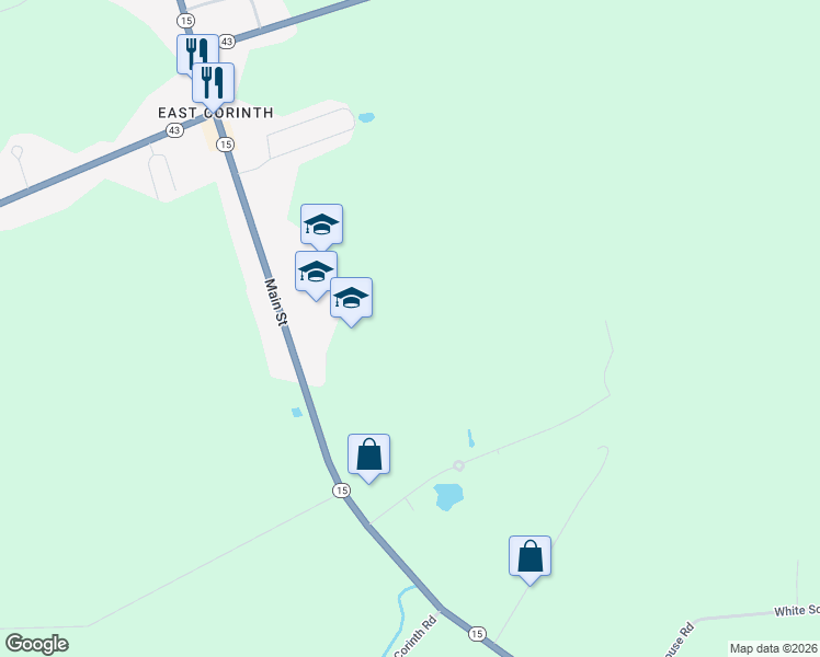 map of restaurants, bars, coffee shops, grocery stores, and more near 402 Main Street in Corinth