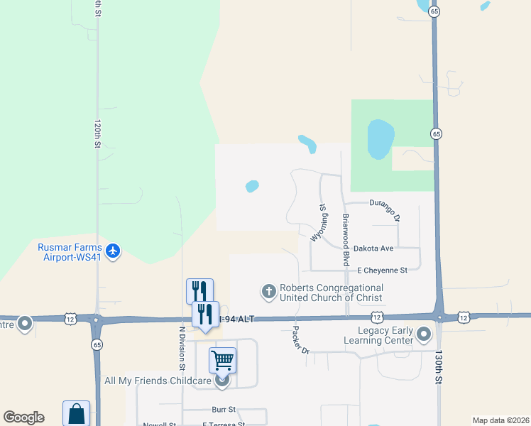 map of restaurants, bars, coffee shops, grocery stores, and more near 230 Eagle Ridge Drive in Roberts