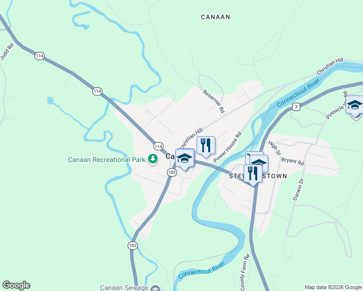 map of restaurants, bars, coffee shops, grocery stores, and more near in Canaan