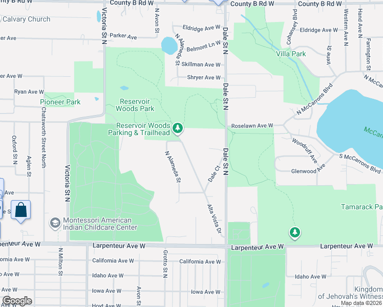 map of restaurants, bars, coffee shops, grocery stores, and more near 1854 Alta Vista Drive in Roseville