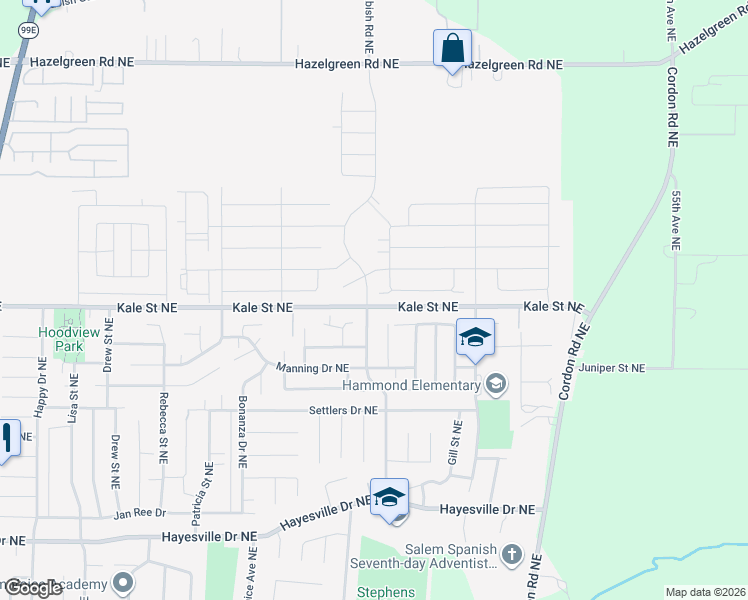 map of restaurants, bars, coffee shops, grocery stores, and more near 4987 Midland Court Northeast in Salem
