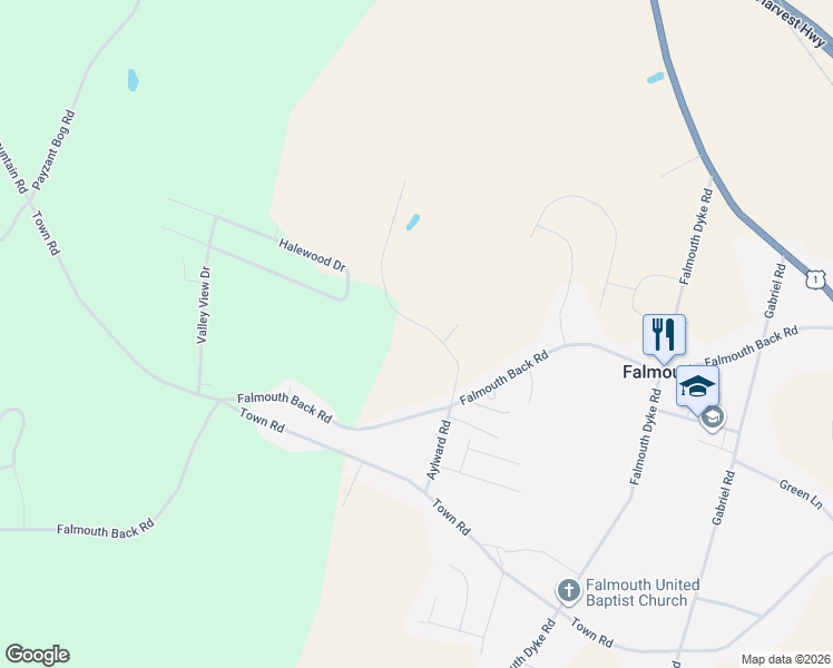 map of restaurants, bars, coffee shops, grocery stores, and more near 111 Aylward Road in Falmouth