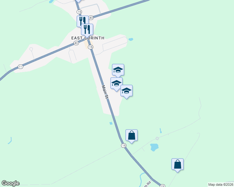 map of restaurants, bars, coffee shops, grocery stores, and more near 402 Main Street in Corinth