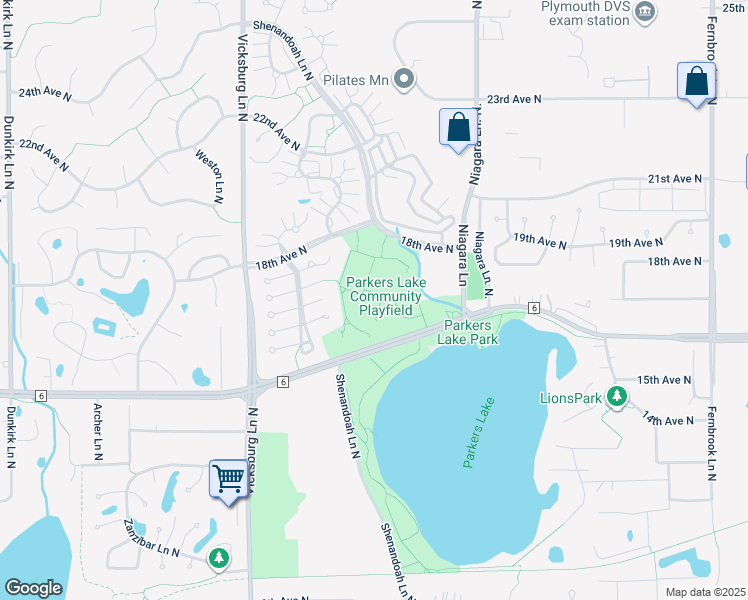 map of restaurants, bars, coffee shops, grocery stores, and more near 15500 County Road 6 in Plymouth