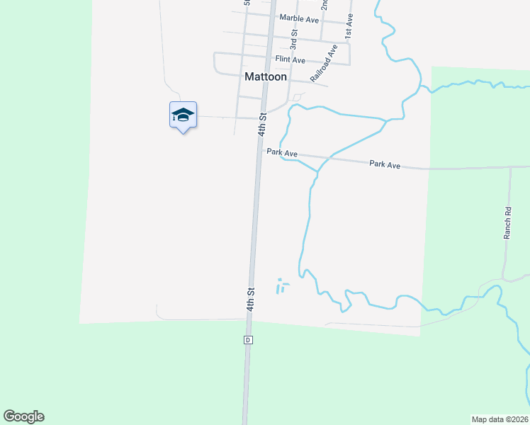 map of restaurants, bars, coffee shops, grocery stores, and more near 206 4th Street in Mattoon