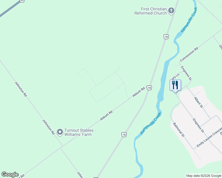 map of restaurants, bars, coffee shops, grocery stores, and more near 6 Cambridge Court in Kemptville