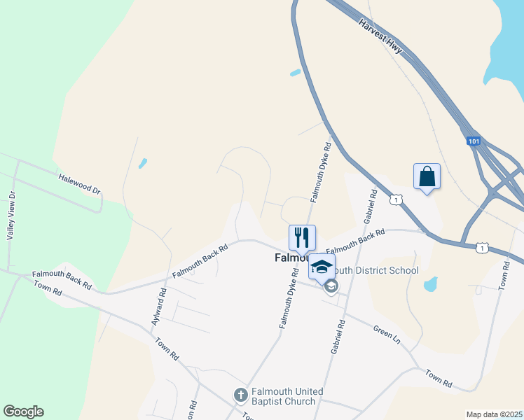 map of restaurants, bars, coffee shops, grocery stores, and more near 2 Goldenrod Court in Falmouth