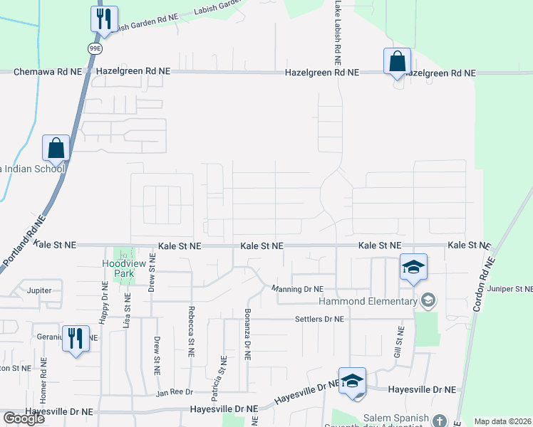 map of restaurants, bars, coffee shops, grocery stores, and more near 4777 Navigation Avenue Northeast in Salem
