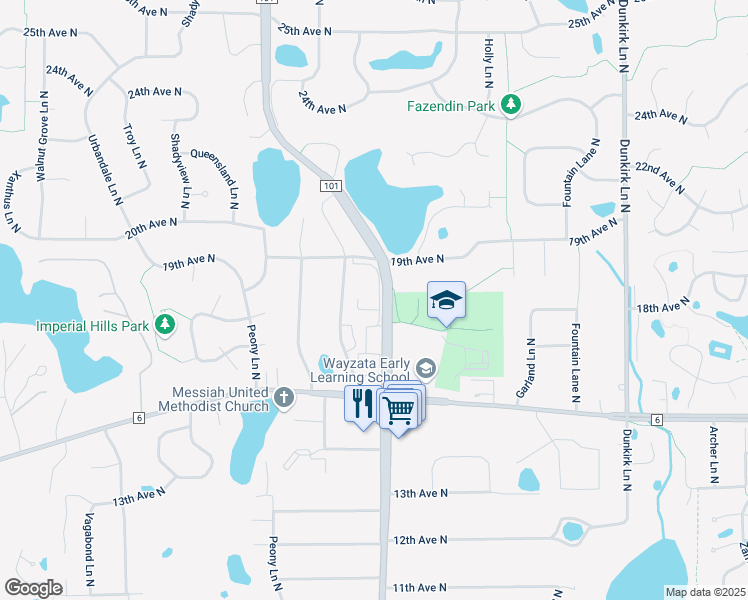 map of restaurants, bars, coffee shops, grocery stores, and more near 1805 County Road 101 in Plymouth