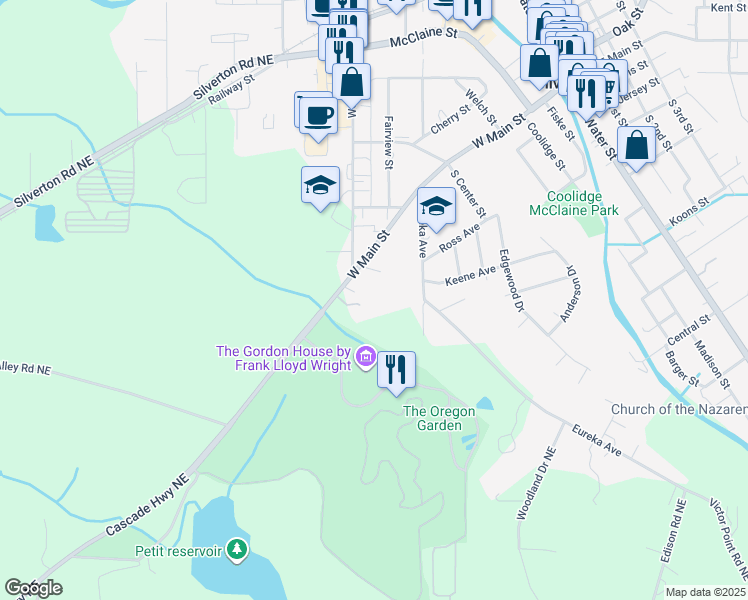 map of restaurants, bars, coffee shops, grocery stores, and more near 113 Jade Hills Drive Northeast in Silverton