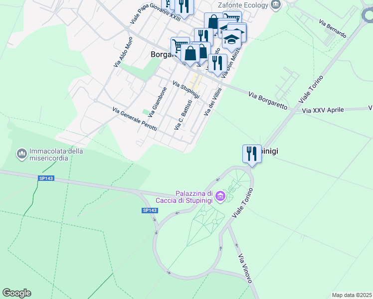 map of restaurants, bars, coffee shops, grocery stores, and more near 3/A Via Case Sparse in Borgaretto