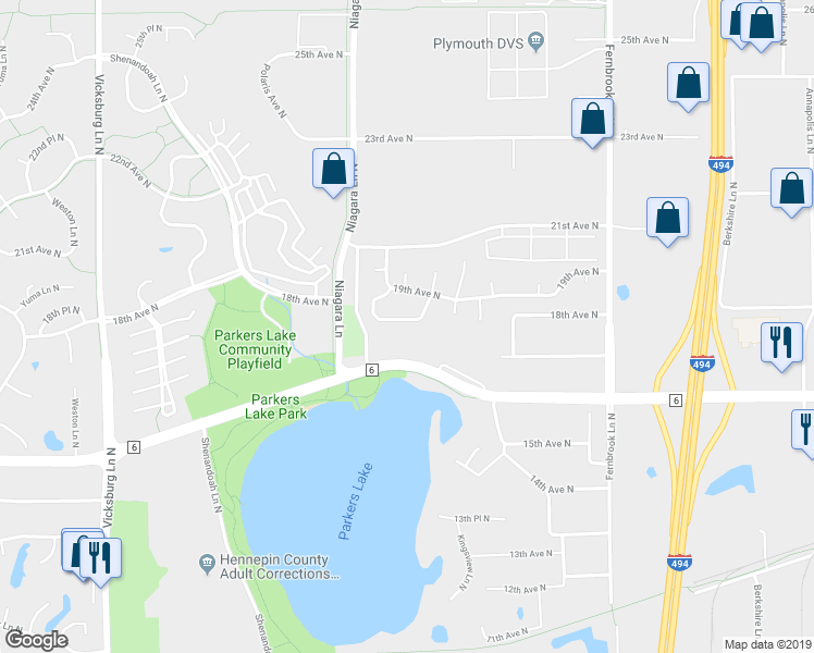 map of restaurants, bars, coffee shops, grocery stores, and more near 14905 18th Avenue North in Minneapolis