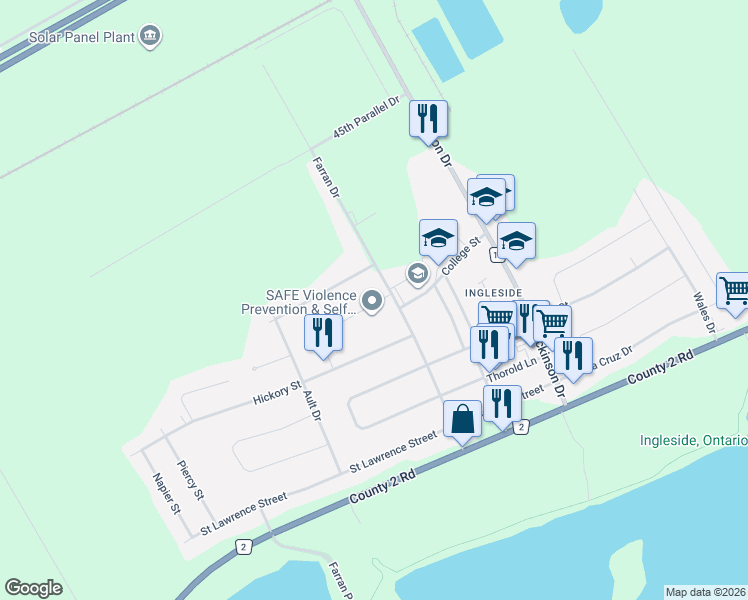 map of restaurants, bars, coffee shops, grocery stores, and more near 19 Spruce Street in South Stormont