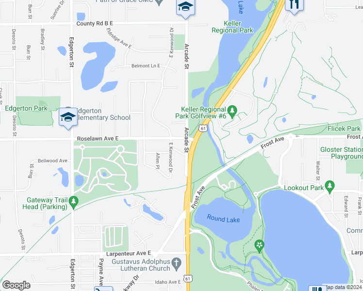 map of restaurants, bars, coffee shops, grocery stores, and more near 1915 Arcade Street in Maplewood
