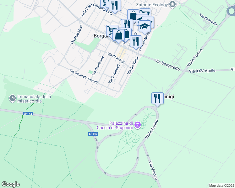 map of restaurants, bars, coffee shops, grocery stores, and more near 3/A Via Case Sparse in Borgaretto