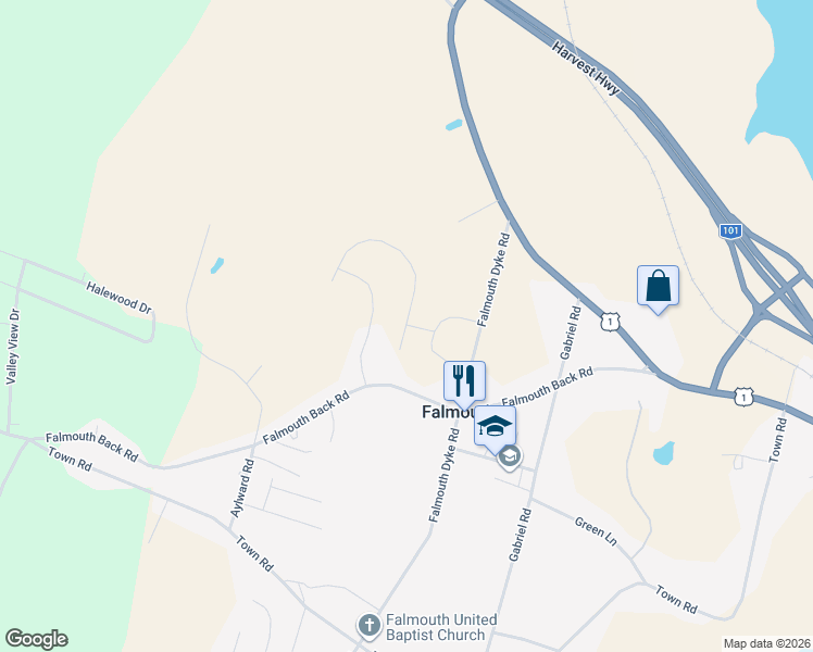 map of restaurants, bars, coffee shops, grocery stores, and more near 52 Shetland Road in Falmouth