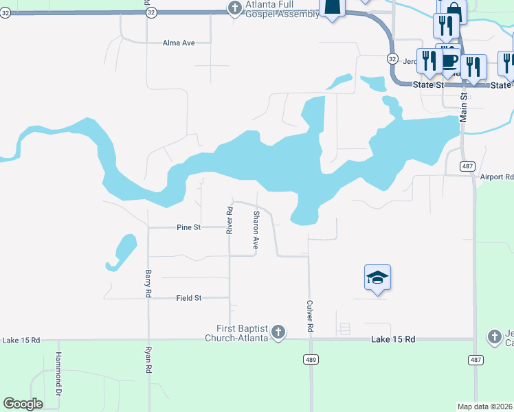 map of restaurants, bars, coffee shops, grocery stores, and more near 11851 River Road in Atlanta