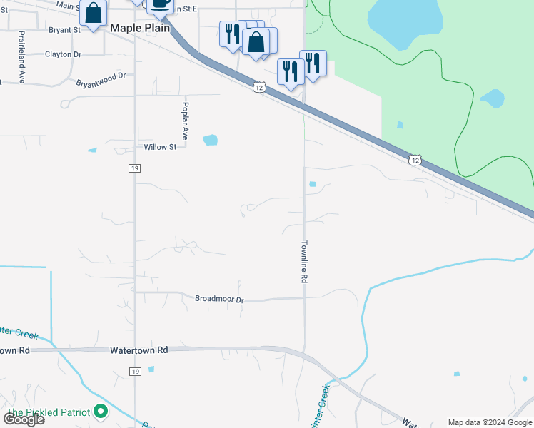 map of restaurants, bars, coffee shops, grocery stores, and more near 4885 Deer Ridge Trail in Independence