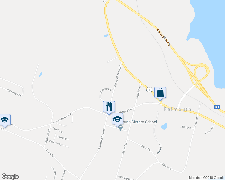 map of restaurants, bars, coffee shops, grocery stores, and more near 52 Shetland Road in Falmouth