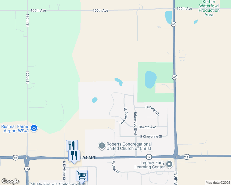 map of restaurants, bars, coffee shops, grocery stores, and more near 230 Eagle Ridge Drive in Roberts