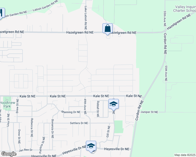 map of restaurants, bars, coffee shops, grocery stores, and more near 4985 Kale Street Northeast in Salem