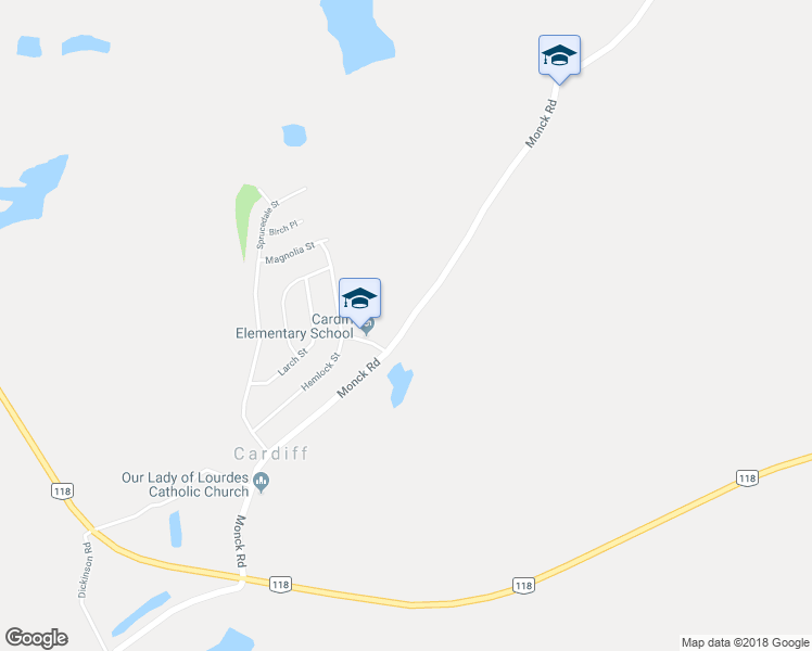 map of restaurants, bars, coffee shops, grocery stores, and more near 2650 Monck Road in Harcourt