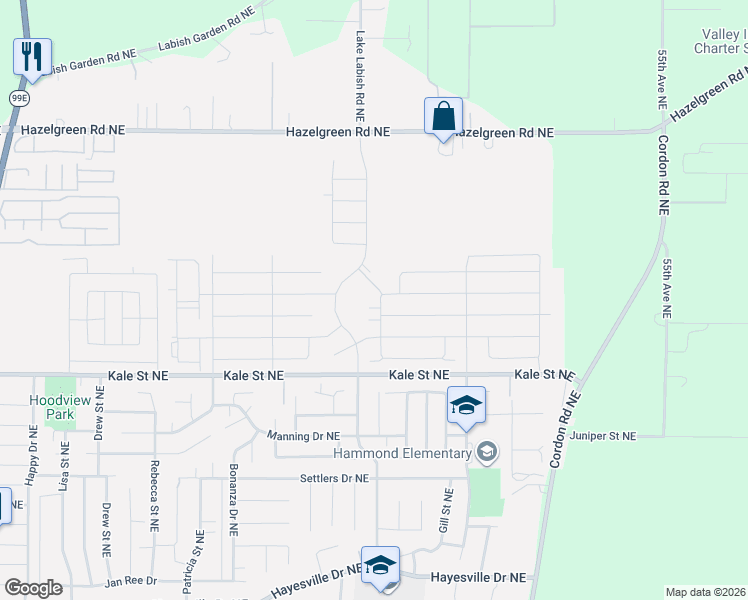 map of restaurants, bars, coffee shops, grocery stores, and more near South Saint Northeast in Salem