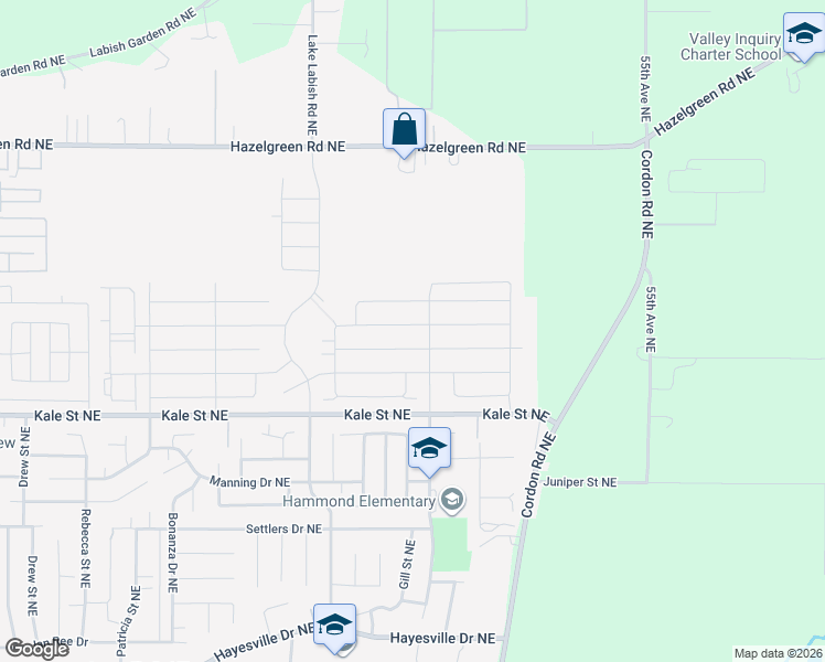 map of restaurants, bars, coffee shops, grocery stores, and more near 5026 Constellation Avenue Northeast in Salem