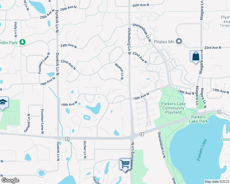 map of restaurants, bars, coffee shops, grocery stores, and more near 1851 Yuma Lane North in Plymouth