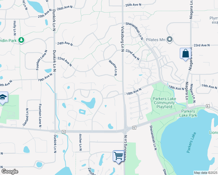 map of restaurants, bars, coffee shops, grocery stores, and more near 1851 Yuma Lane North in Plymouth